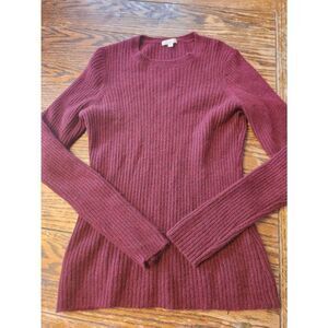 Minnie Rose cashmere blend red ribbed sweater sz Large
